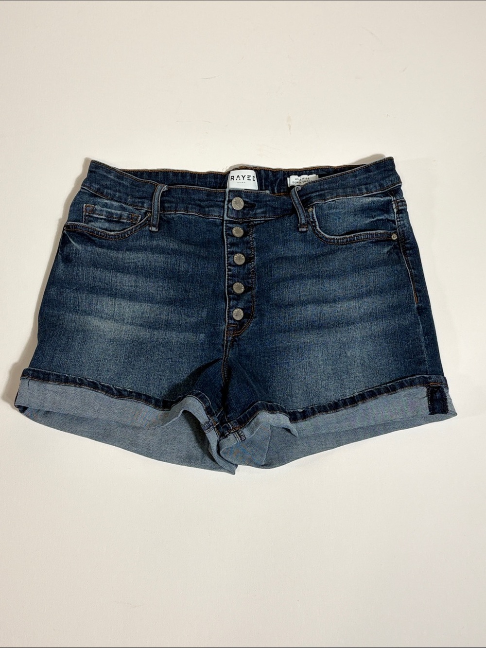 RAYED Jeans High Rise Button Fly Cuffed Denim Shorts Size 31